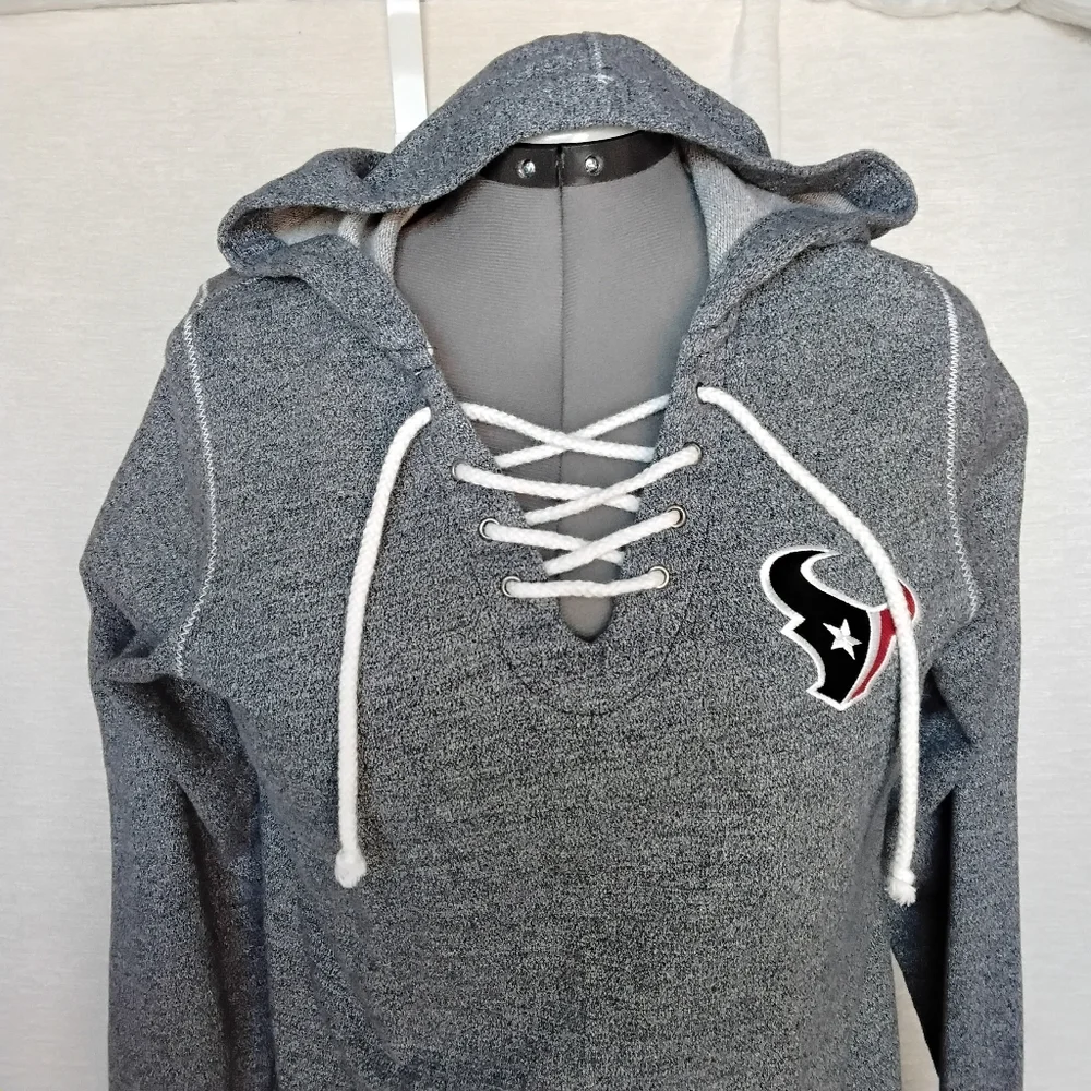 NFL Houston Texans 100% Cotton Women's Blue Hoodie with Lace-Up Detail - Picture 2 of 11